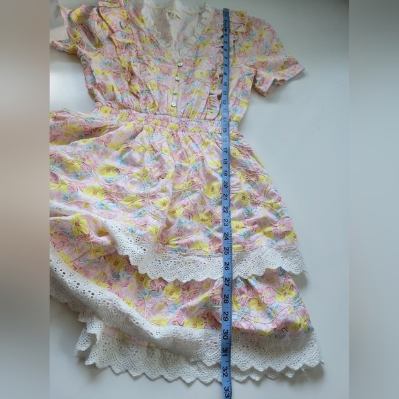 Melloday Tired Floral Print Mini Dress in Pink Small - Picture 7 of 9